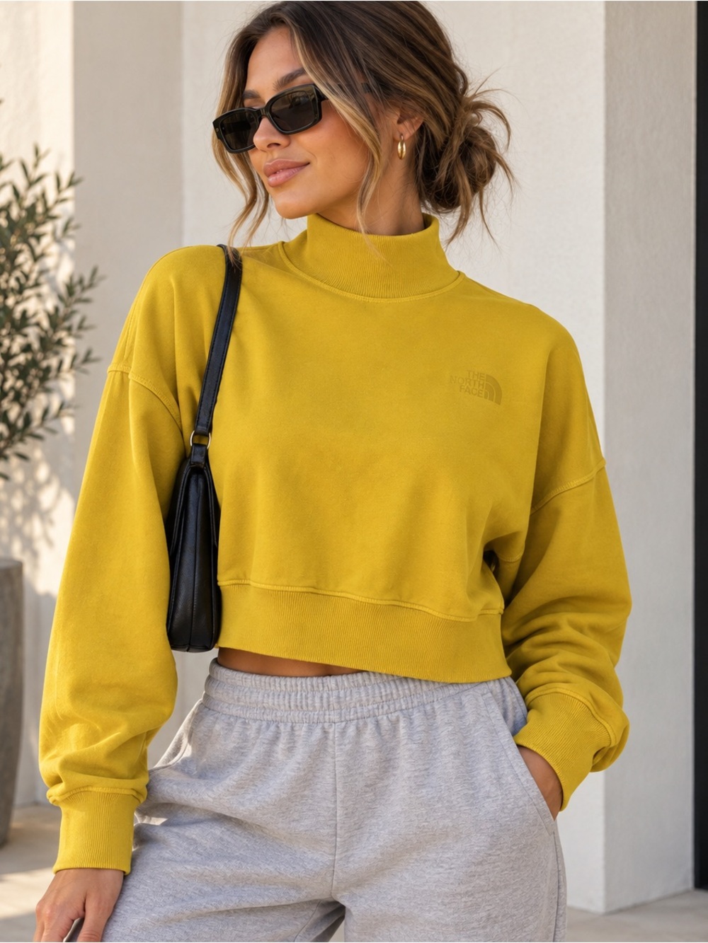 The North Face Women’s XS Mustard Yellow Mock Neck Cropped Sweatshirt